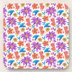 Dessous-de-verre Motif floral exotique coloré dessiné à la main-707