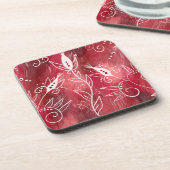 Dessous-de-verre Motif Floral Rouge Et Blanc (Côté gauche)