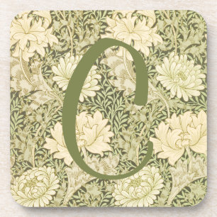 Dessous-de-verre Motif floral vert de William Morris avec monogramm