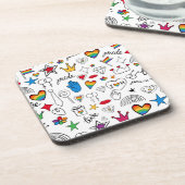 Dessous-de-verre Motif gay pride Doodle (Côté gauche)