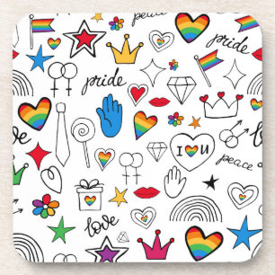 Dessous-de-verre Motif gay pride Doodle