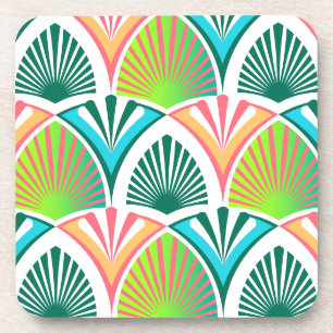 Dessous-de-verre Motif géométrique avec feuilles de palme et fleurs