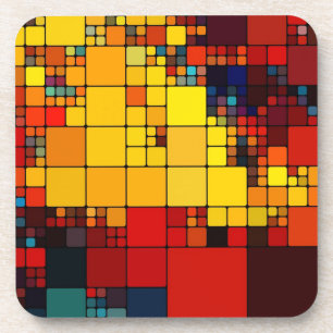 Dessous-de-verre Motif géométrique d'arc-en-ciel vibrant abstrait