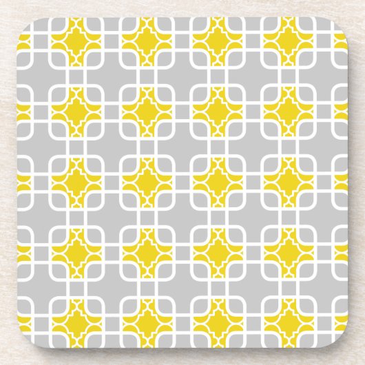Dessous-de-verre Motif géométrique jaune et gris moderne (Devant)