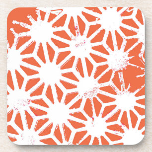 Dessous-de-verre Motif géométrique orange et blanc