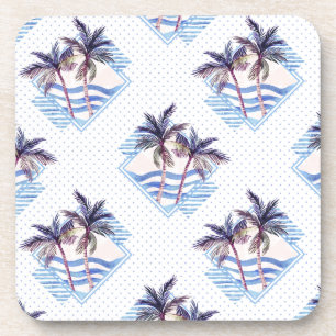 Dessous-de-verre Motif géométrique pourpre de palmier d'aquarelle