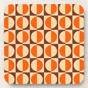Dessous-de-verre Motif géométrique rétro MCM demi-carré et cercle