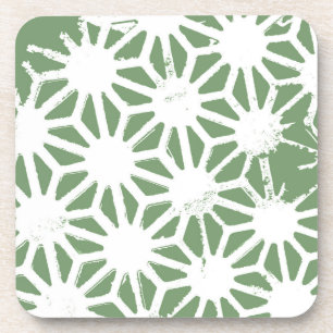 Dessous-de-verre Motif géométrique vert et blanc olive