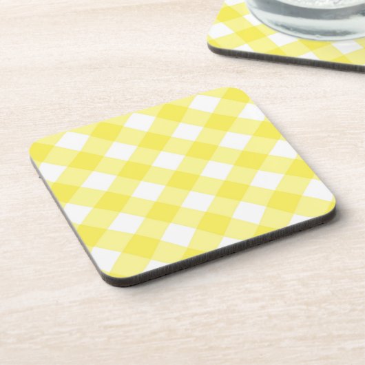 Dessous-de-verre Motif Gingham Classique Jaune Clair (Côté gauche)