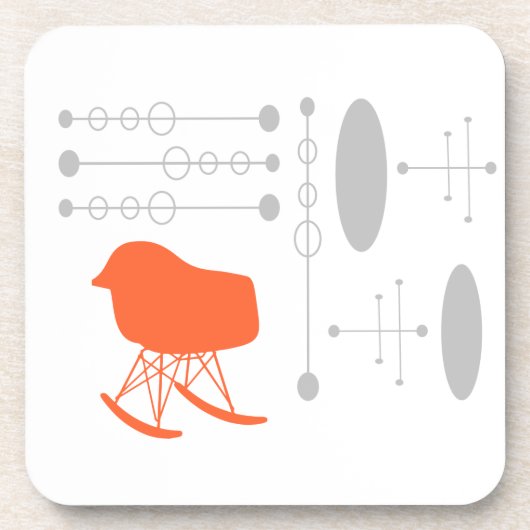 Dessous-de-verre Motif gris du milieu du siècle Silhouette (Devant)