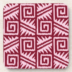 Dessous-de-verre Motif Ikat Aztec - Bourgogne et rose