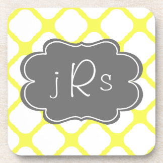 Dessous-de-verre Motif jaune et blanc de monogramme fait sur