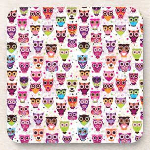 Dessous-de-verre Motif mignon d'arrière - plan de hibou pour des