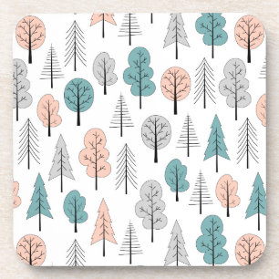 Dessous-de-verre Motif mignon de forêt de griffonnage