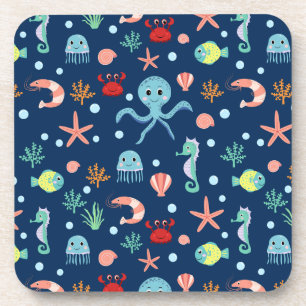 Dessous-de-verre Motif mignon de vie marine de l'océan