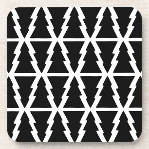 Dessous-de-verre Motif minimaliste d'arbre de Noël noir et blanc