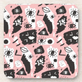 Dessous-de-verre Motif moderne abstrait d'oeil et de lèvres (Devant)