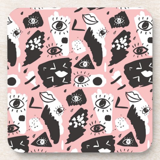 Dessous-de-verre Motif moderne abstrait d'oeil et de lèvres (Devant)