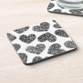 Dessous-de-verre Motif moderne Black and White Doodle Hearts (Côté gauche)