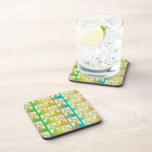 Dessous-de-verre Motif moderne vert, jaune et bleu Tulip Couple