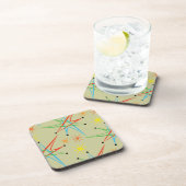 Dessous-de-verre Motif multicolore rétro étoile atomique (Côté Droit)