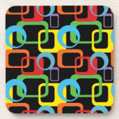 Dessous-de-verre Motif multicolore rétro géométrique (Devant)