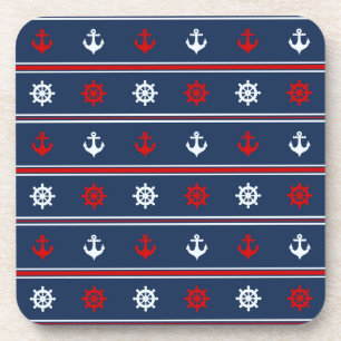 Dessous-de-verre Motif nautique blanc et bleu rouge