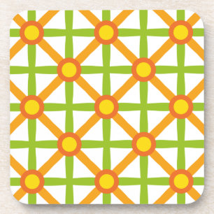 Dessous-de-verre Motif orange vert et jaune inspiré des rétro