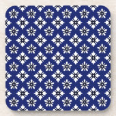 Dessous-de-verre Motif Oriental Indigo White Katazome Fleurs (Devant)