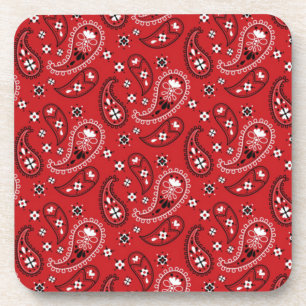 Dessous-de-verre Motif Paisley avec Arrière - plan rouge-23214
