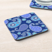 Dessous-de-verre Motif Paisley, bleu cobalt et blanc (Côté gauche)