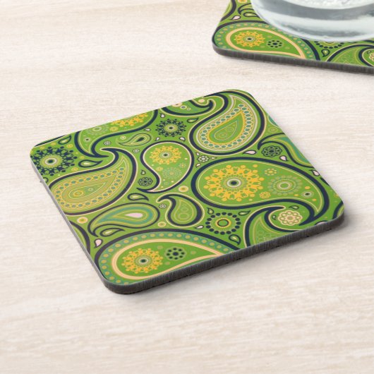 Dessous-de-verre Motif Paisley Vert Orné (Côté gauche)