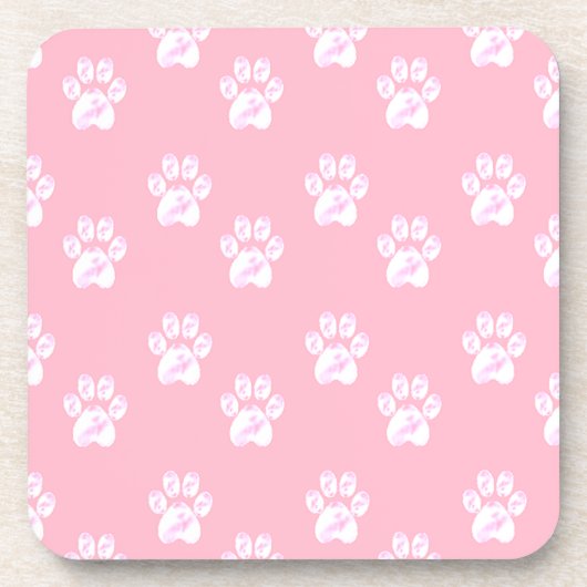 Dessous-de-verre Motif pâle blanc mignon sur rose (Devant)