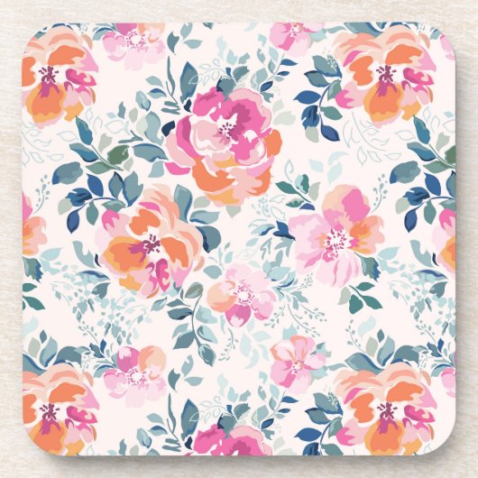 Dessous-de-verre Motif peint de roses (Devant)