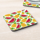 Dessous-de-verre Motif Pixel de Pastèque Tropicale et Ananas (Côté gauche)