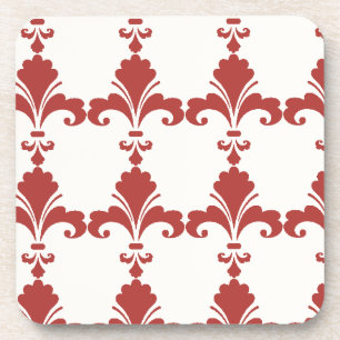 Dessous-de-verre Motif Rétro Rouge Fleur-De-Lis