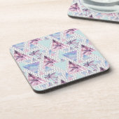 Dessous-de-verre Motif rose et bleu d'aquarelle de palmier (Côté gauche)