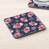 Dessous-de-verre Motif rose foncé d'aquarelle (Côté gauche)