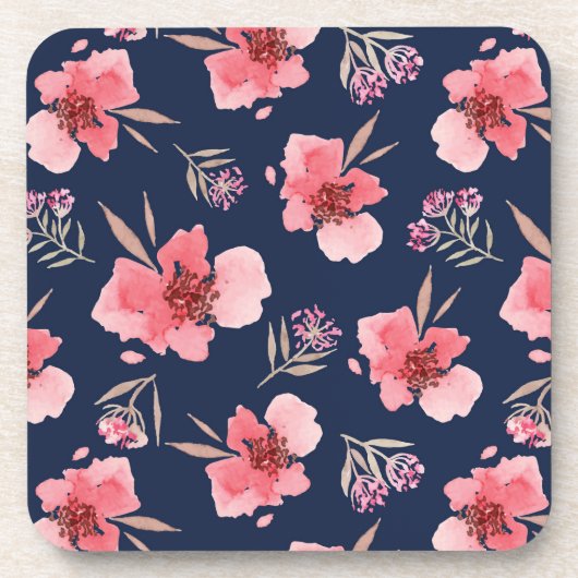 Dessous-de-verre Motif rose foncé d'aquarelle (Devant)