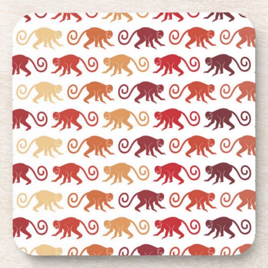 Dessous-de-verre Motif rouge de singes (Devant)