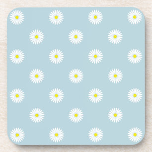 Dessous-de-verre Motif Rpt illustratif de marguerites sur bleu pâle