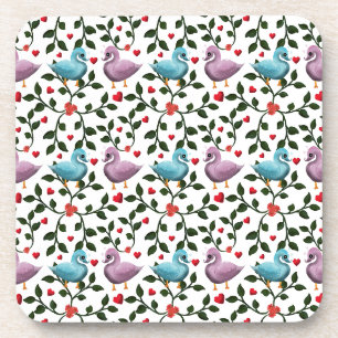 Dessous-de-verre Motif sans couture d'oiseaux d'amour mignons Roman