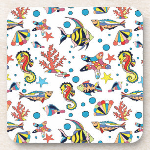 Dessous-de-verre Motif sous-marin coloré de vie marine