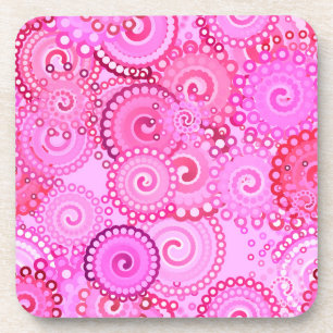 Dessous-de-verre Motif tourbillon fractal, rose et fuchsia