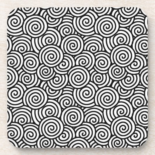 Dessous-de-verre Motif tourbillon japonais - blanc et noir (Devant)
