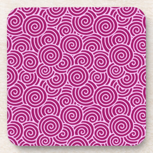 Dessous-de-verre Motif tourbillon japonais - bordeaux et rose pâle