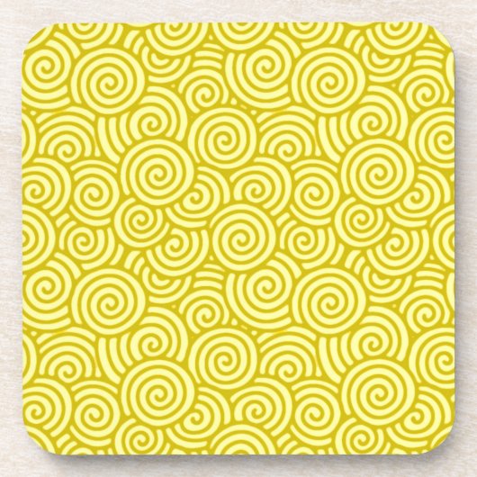 Dessous-de-verre Motif tourbillon japonais - moutarde et jaune clai (Devant)