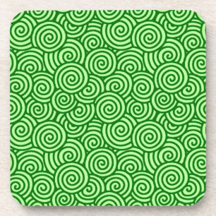 Dessous-de-verre Motif tourbillon japonais - vert pin et citron ver