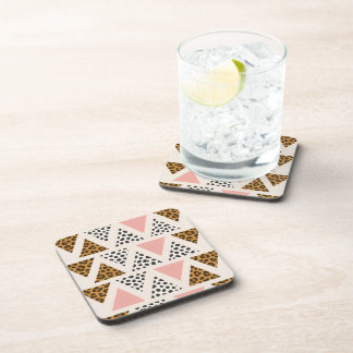 Dessous-de-verre Motif Triangle Rose et Léopard Chic