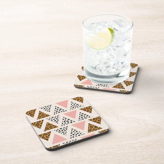 Dessous-de-verre Motif Triangle Rose et Léopard Chic (Côté Droit)